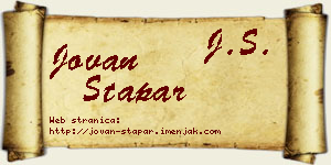 Jovan Stapar vizit kartica